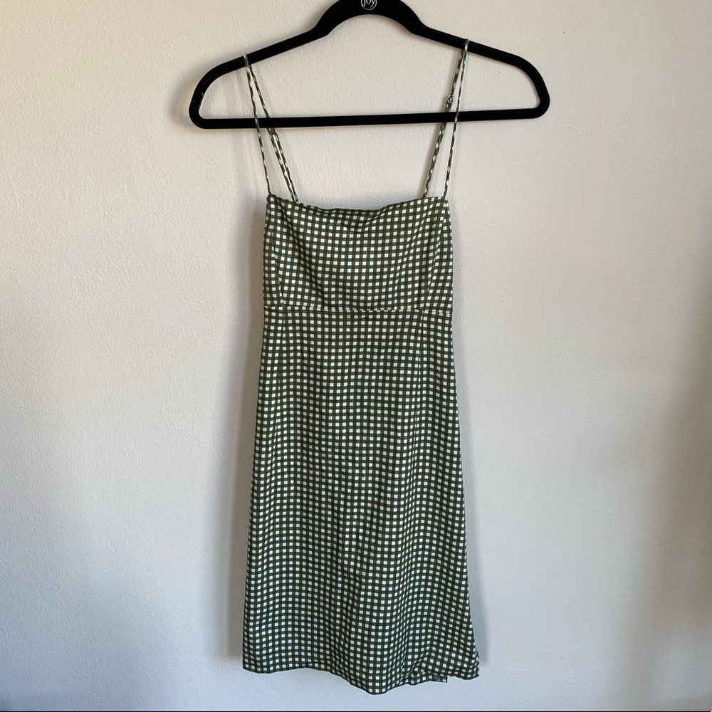 NWOT Green gingham mini dress
